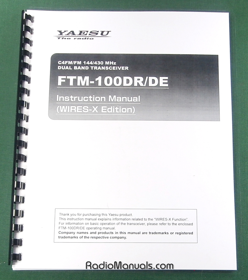 Yaesu FTM-100DR/DE Instruction Manual (Wires-X Edition) - Click Image to Close